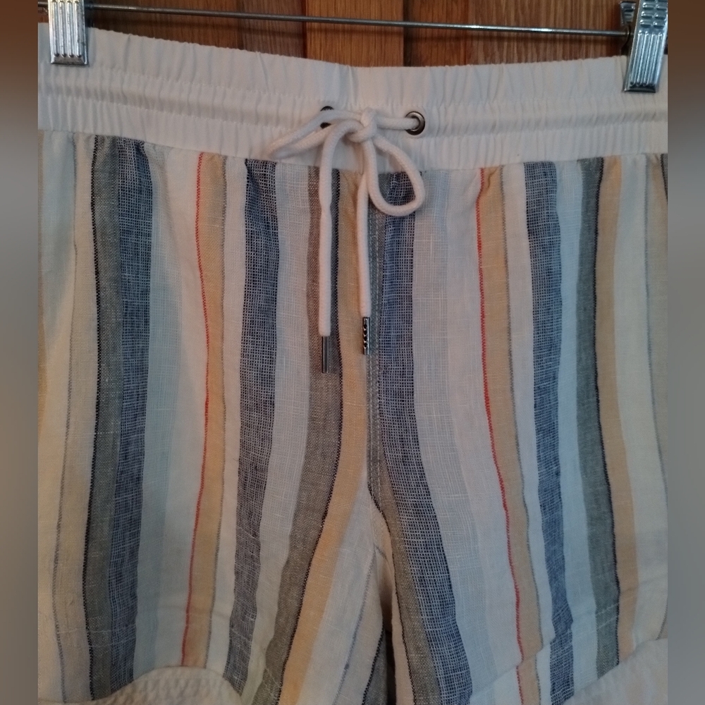 Athleta Linen Striped Pull-On Drawstring Shorts - Picture 4 of 13